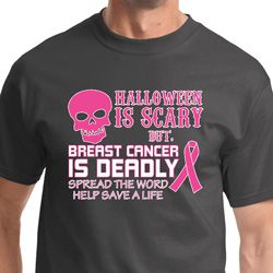 Mens Shirt Halloween Scary Breast Cancer Deadly Tee T-Shirt
