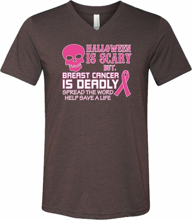 Mens Shirt Halloween Scary Cancer Deadly Tri Blend V-neck Tee T-Shirt