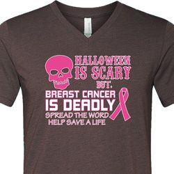 Mens Shirt Halloween Scary Cancer Deadly Tri Blend V-neck Tee T-Shirt