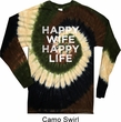 Mens Shirt Happy Wife Happy Life Long Sleeve Tie Dye Tee T-shirt