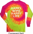 Mens Shirt Happy Wife Happy Life Long Sleeve Tie Dye Tee T-shirt