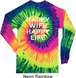 Mens Shirt Happy Wife Happy Life Long Sleeve Tie Dye Tee T-shirt
