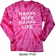 Mens Shirt Happy Wife Happy Life Long Sleeve Tie Dye Tee T-shirt