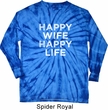 Mens Shirt Happy Wife Happy Life Long Sleeve Tie Dye Tee T-shirt
