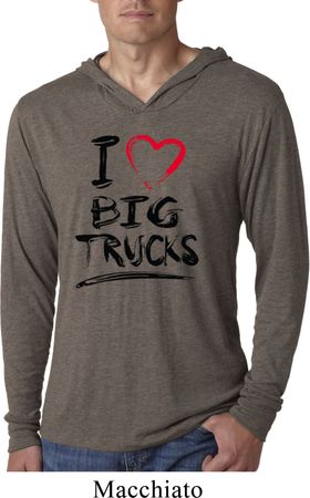 Mens Shirt I Love Big Trucks Lightweight Hoodie Tee T-Shirt