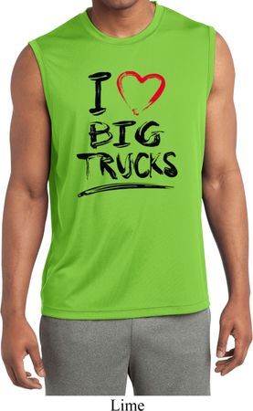 Mens Shirt I Love Big Trucks Sleeveless Moisture Wicking Tee T-Shirt