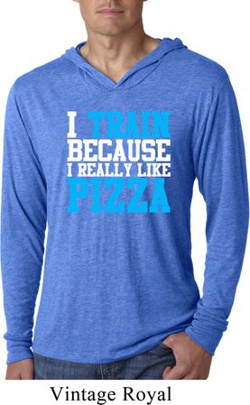 Mens Shirt I Train For Pizza Lightweight Hoodie Tee T-Shirt