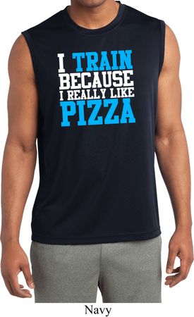 Mens Shirt I Train For Pizza Sleeveless Moisture Wicking Tee T-Shirt