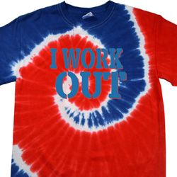 Mens Shirt I Work Out Spiral Red Blue Patriotic Tie Dye Tee T-shirt Mens Shirt I Work Out Spiral Red Blue Patriotic Tie Dye Tee T-shirt