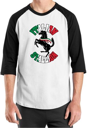 Mens Shirt Italian Stallion Raglan Tee T-Shirt