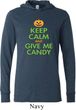 Mens Shirt Keep Calm and Give Me Candy Lightweight Hoodie Tee