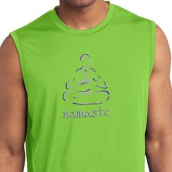 Mens Shirt Namaste Lotus Pose Sleeveless Moisture Wicking Tee T-Shirt