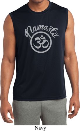 Mens Shirt Namaste Om Sleeveless Moisture Wicking Tee