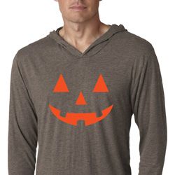 Mens Shirt Orange Jack O Lantern Lightweight Hoodie Tee T-Shirt