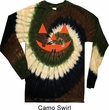 Mens Shirt Orange Jack O Lantern Long Sleeve Tie Dye Tee T-shirt