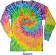 Mens Shirt Orange Jack O Lantern Long Sleeve Tie Dye Tee T-shirt