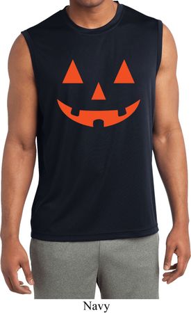 Mens Shirt Orange Jack O Lantern Sleeveless Moisture Wicking Tee