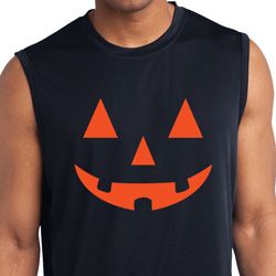 Mens Shirt Orange Jack O Lantern Sleeveless Moisture Wicking Tee