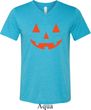 Mens Shirt Orange Jack O Lantern Tri Blend V-neck Tee T-Shirt
