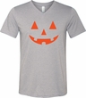Mens Shirt Orange Jack O Lantern Tri Blend V-neck Tee T-Shirt
