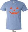 Mens Shirt Orange Jack O Lantern Tri Blend V-neck Tee T-Shirt