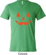 Mens Shirt Orange Jack O Lantern Tri Blend V-neck Tee T-Shirt
