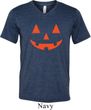 Mens Shirt Orange Jack O Lantern Tri Blend V-neck Tee T-Shirt
