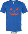 Mens Shirt Orange Jack O Lantern Tri Blend V-neck Tee T-Shirt