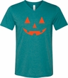 Mens Shirt Orange Jack O Lantern Tri Blend V-neck Tee T-Shirt