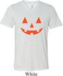 Mens Shirt Orange Jack O Lantern Tri Blend V-neck Tee T-Shirt