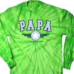 Mens Shirt Papa Long Sleeve Tie Dye Tee T-shirt