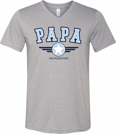 Mens Shirt Papa Tri Blend V-neck Tee T-Shirt