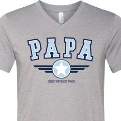 Mens Shirt Papa Tri Blend V-neck Tee T-Shirt