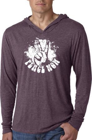 Mens Shirt Peace Now Lightweight Hoodie Tee T-Shirt