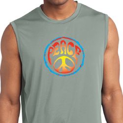 Mens Shirt Psychedelic Peace Sleeveless Moisture Wicking Tee T-Shirt Mens Shirt Psychedelic Peace Sleeveless Moisture Wicking Tee T-Shirt