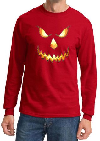 Mens Shirt Pumpkin Head Long Sleeve Tee T-Shirt