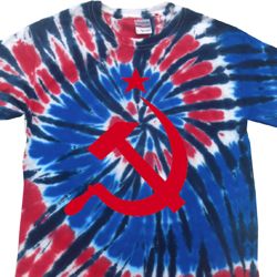 Mens Shirt Red Hammer And Sickle Independence Patriotic Tie Dye Tee