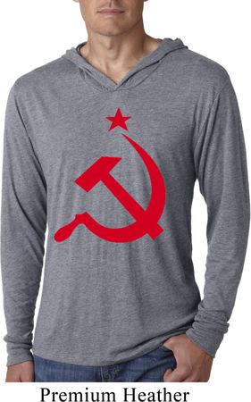 Mens Shirt Red Hammer And Sickle Lightweight Hoodie Tee T-Shirt