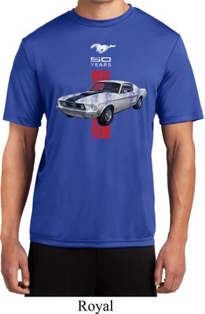 Mens Shirt Red Stripe Mustang 50 Years Moisture Wicking Tee T-Shirt