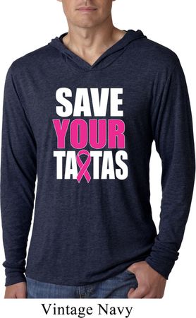 Mens Shirt Save Your Tatas Lightweight Hoodie Tee T-Shirt