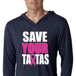 Mens Shirt Save Your Tatas Lightweight Hoodie Tee T-Shirt