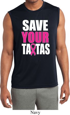 Mens Shirt Save Your Tatas Sleeveless Moisture Wicking Tee T-Shirt