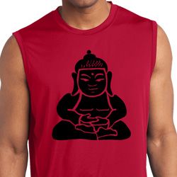 Mens Shirt Shadow Buddha Sleeveless Moisture Wicking Tee T-Shirt