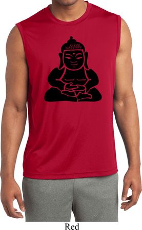 Mens Shirt Shadow Buddha Sleeveless Moisture Wicking Tee T-Shirt