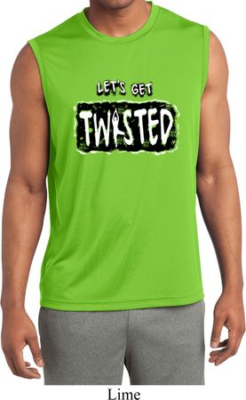 Mens Shirt Twisted Sleeveless Moisture Wicking Tee
