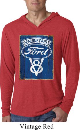 Mens Shirt V8 Genuine Ford Parts Lightweight Hoodie Tee T-Shirt