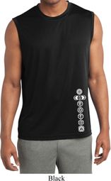 Mens Shirt White 7 Chakras Bottom Print Sleeveless Moisture Wicking
