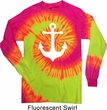 Mens Shirt White Anchor Long Sleeve Tie Dye Tee T-shirt