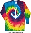 Mens Shirt White Anchor Long Sleeve Tie Dye Tee T-shirt