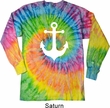 Mens Shirt White Anchor Long Sleeve Tie Dye Tee T-shirt